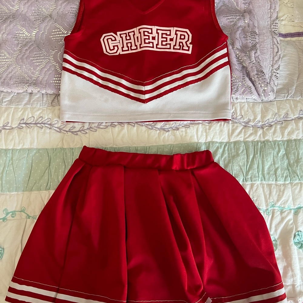 Red and White Cheerleader Outfit